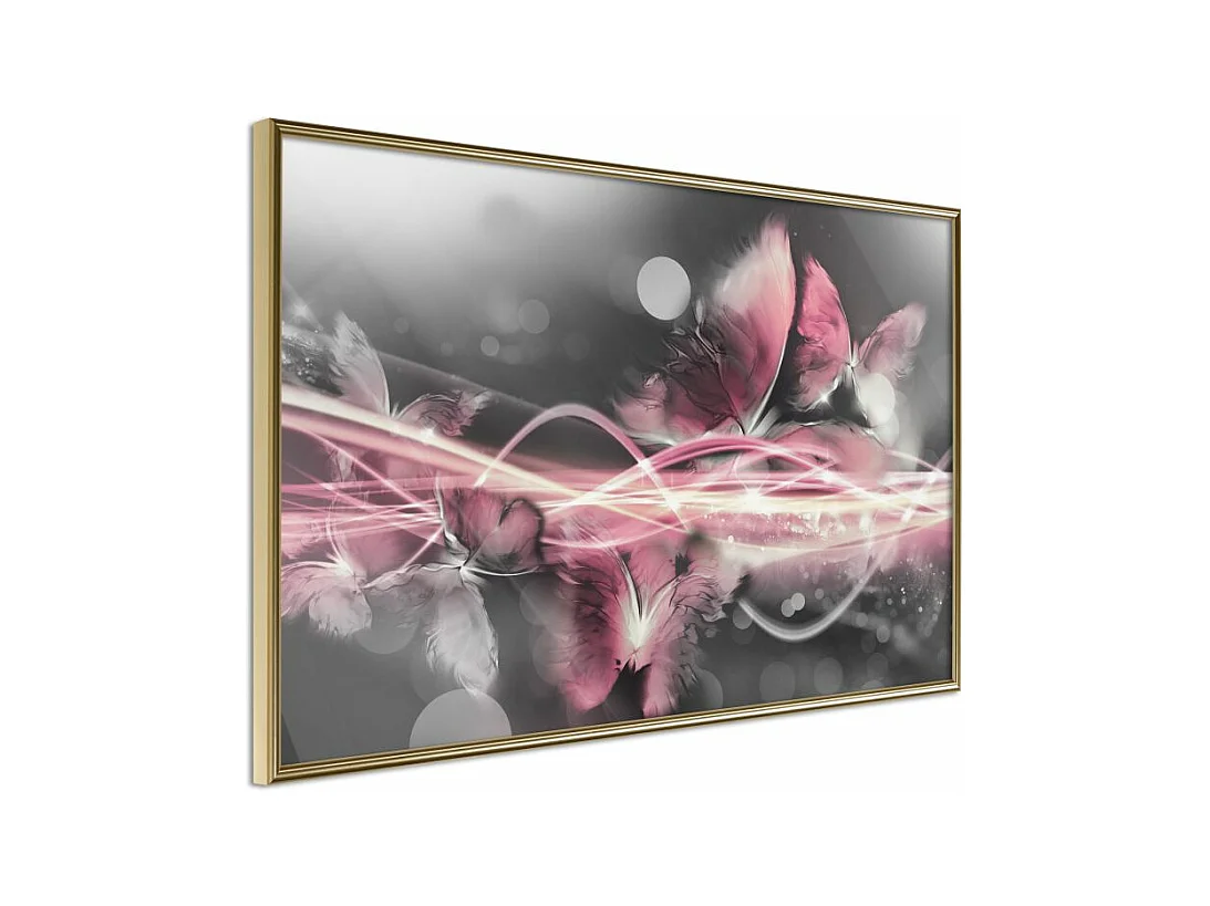 Affiche Murale Encadrée "Moments Like Butterflies" 90 x 60 cm Or