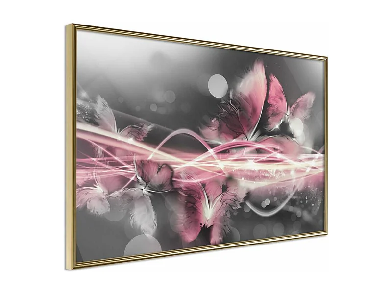 Affiche Murale Encadrée "Moments Like Butterflies" 90 x 60 cm Or