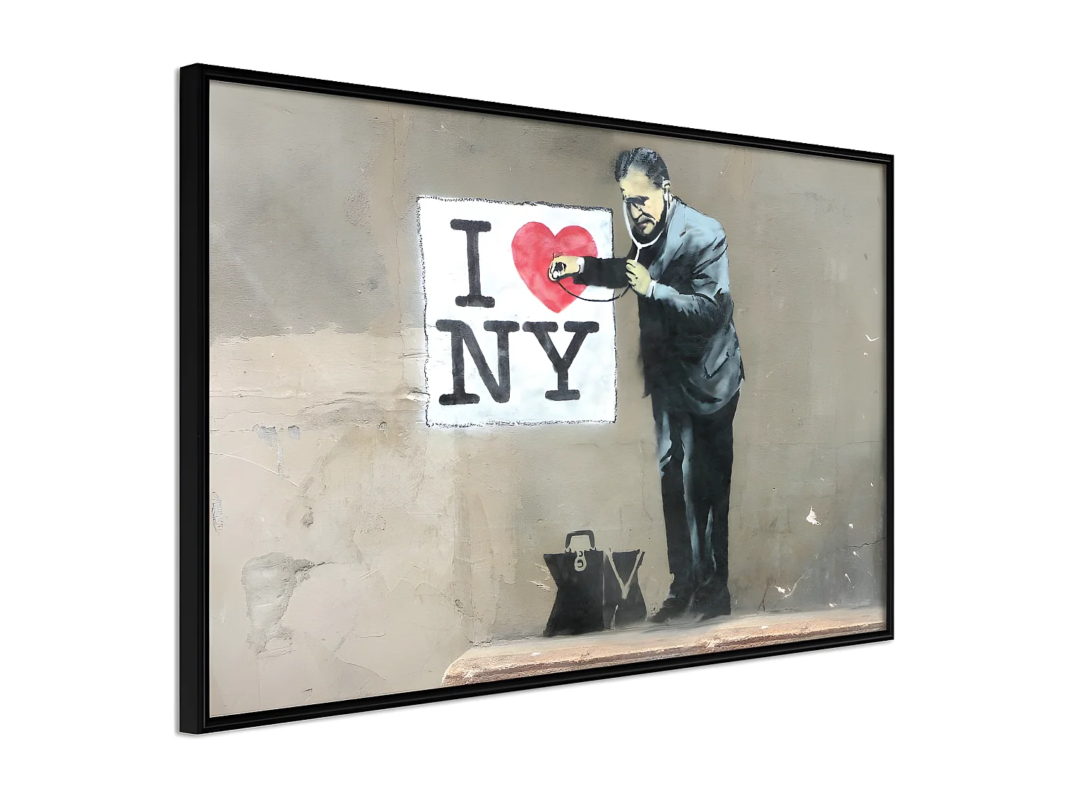Affiche Murale Encadrée "Banksy I Heart NY" 45 x 30 cm Noir