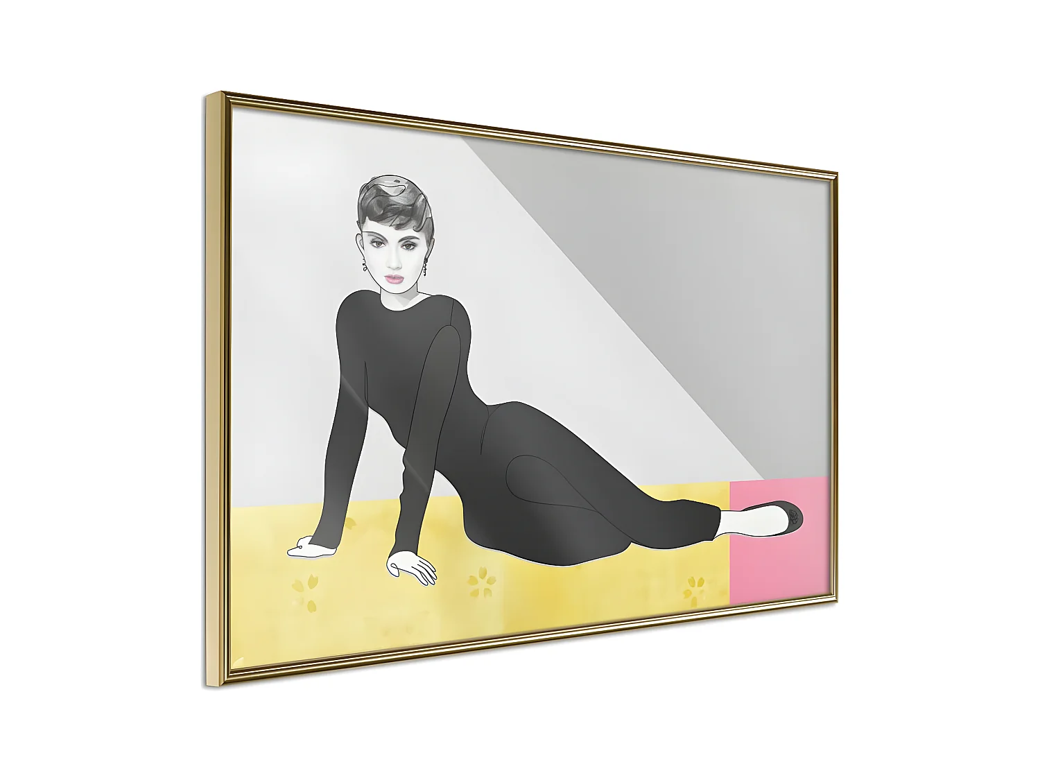 Affiche Murale Encadrée "Elegant Audrey" 45 x 30 cm Or