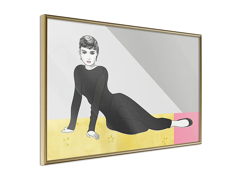 Affiche Murale Encadrée "Elegant Audrey" 45 x 30 cm Or