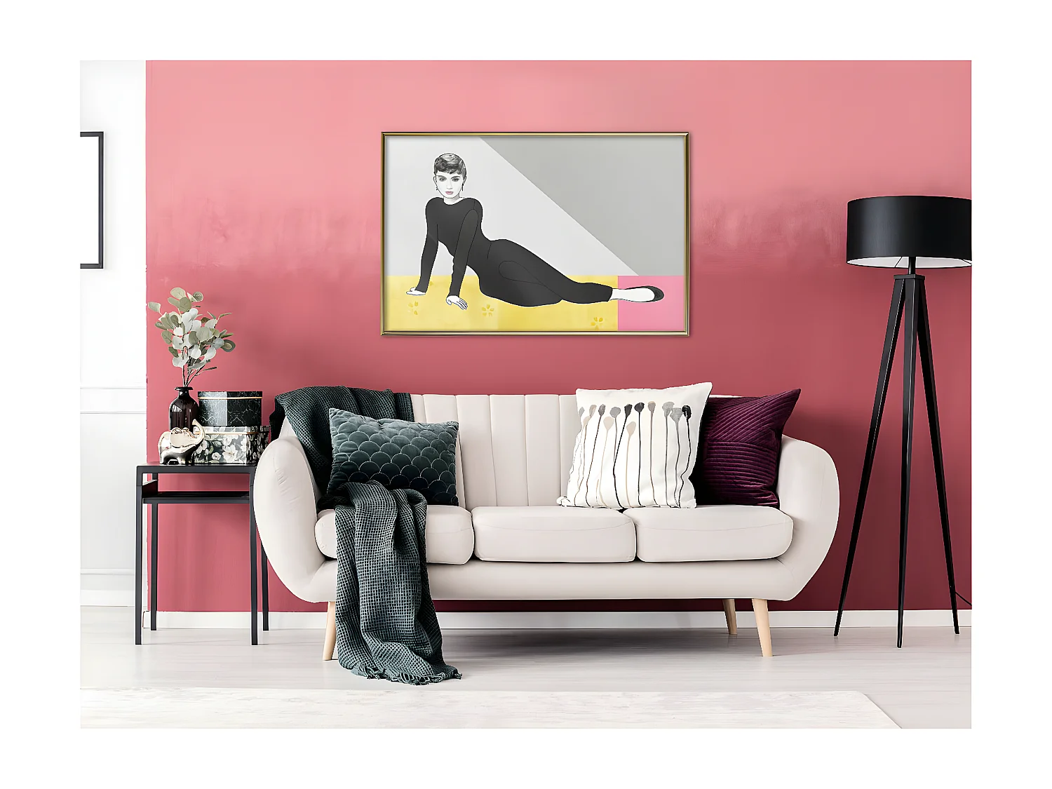 Affiche Murale Encadrée "Elegant Audrey" 90 x 60 cm Or