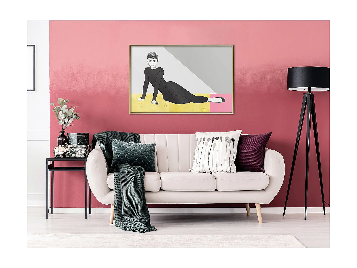 Affiche Murale Encadrée "Elegant Audrey" 90 x 60 cm Or