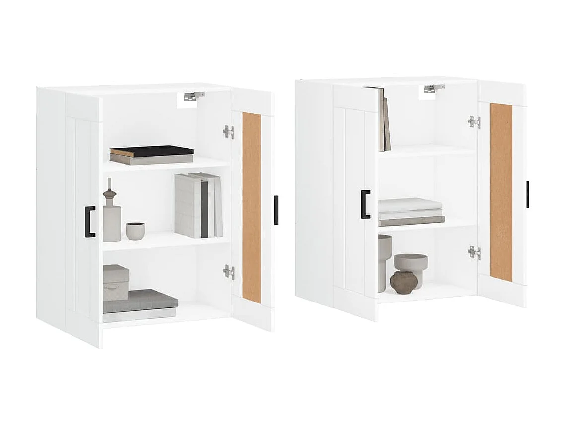 lot de 2 Armoires murales blanc bois d'ingénierie QWE15416