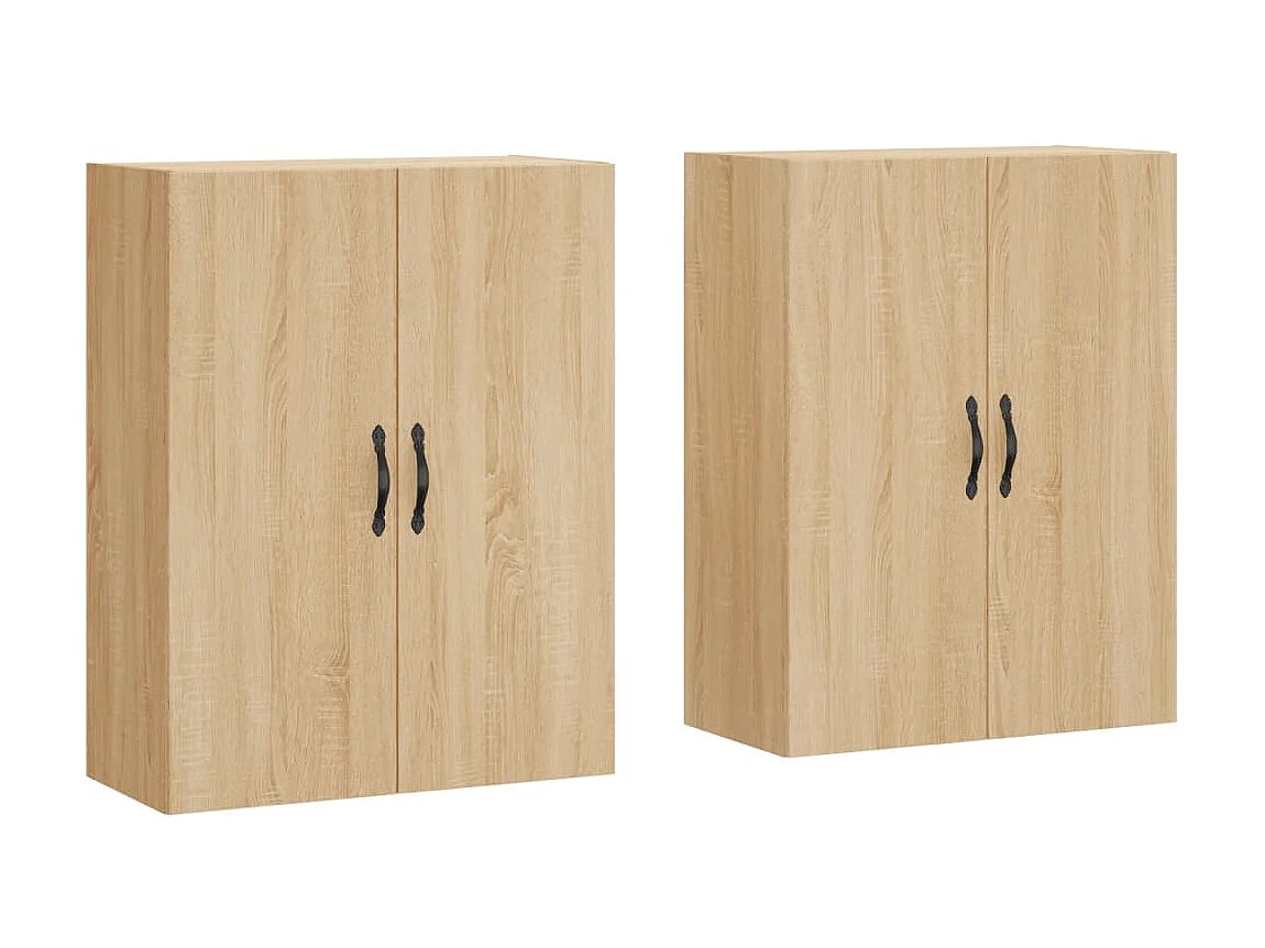 lot de 2 Armoires murales chêne sonoma bois d'ingénierie QWE12024
