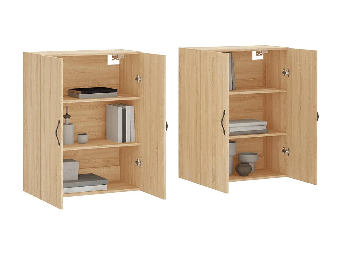 lot de 2 Armoires murales chêne sonoma bois d'ingénierie QWE12024