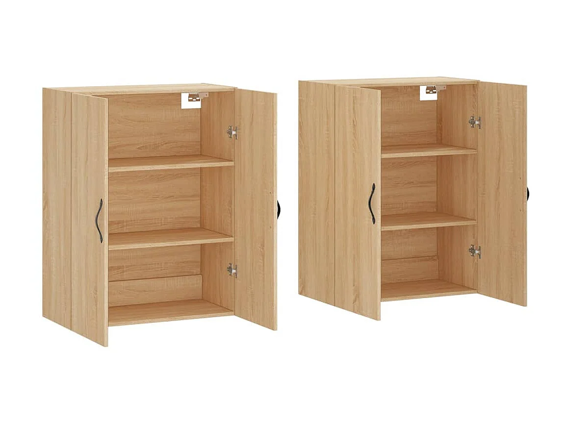 lot de 2 Armoires murales chêne sonoma bois d'ingénierie QWE12024