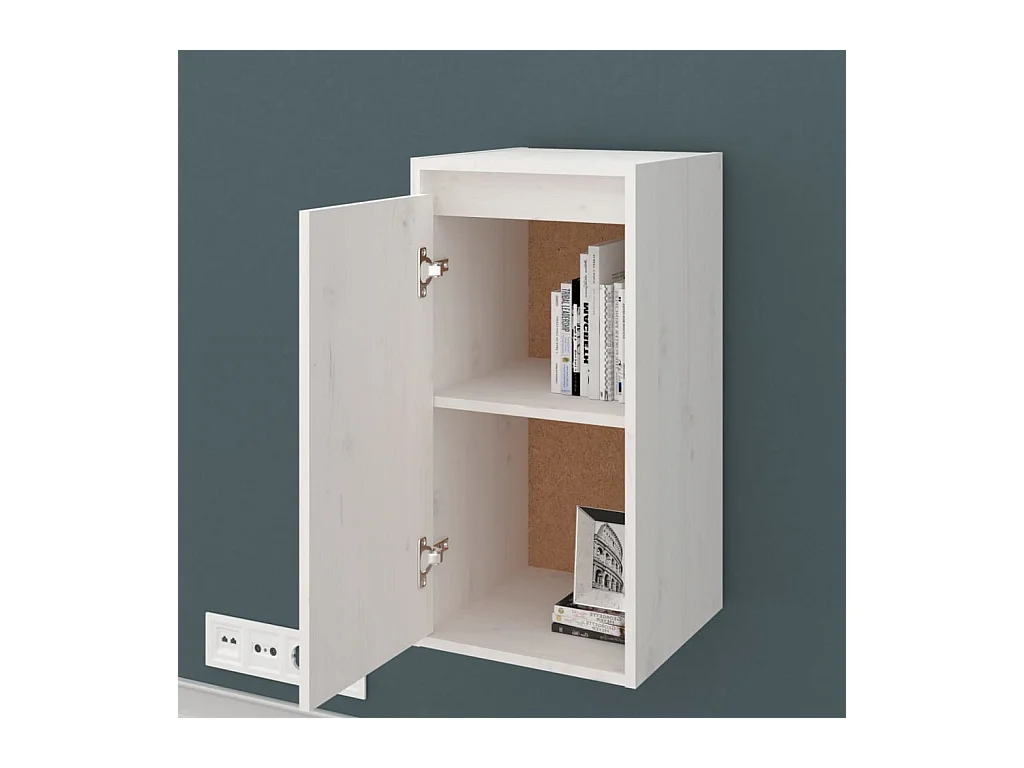 Armario de pared 2 uds madera maciza de pino blanco 30x30x60 cm ES890339