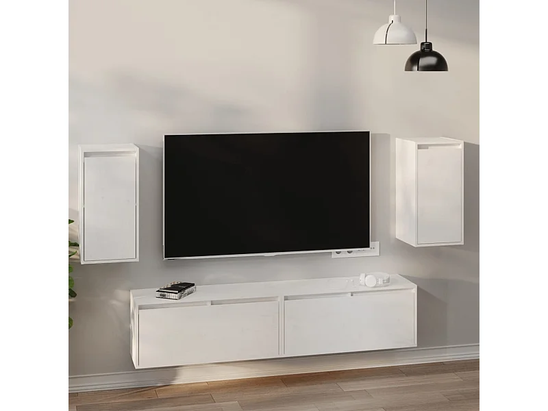 2 pcs Armoires murales Blanc 30x30x60 cm Bois de pin massif OIU83429