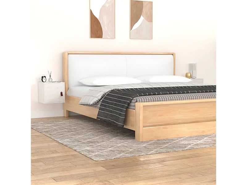 2 pcs Armoires murales Blanc 31,5x30x30 cm Bois de pin massif OIU73299