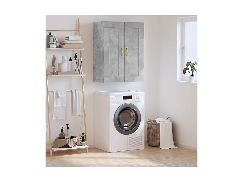 Armario de pared madera ingeniería gris hormigón 69,5x34x90 cm ES424238