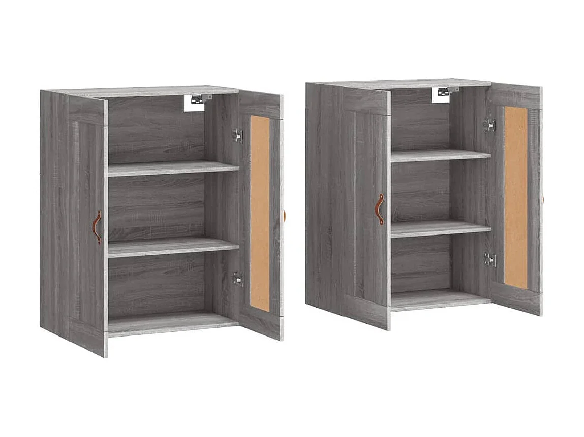 lot de 2 Armoires murales sonoma gris bois d'ingénierie QWE39642