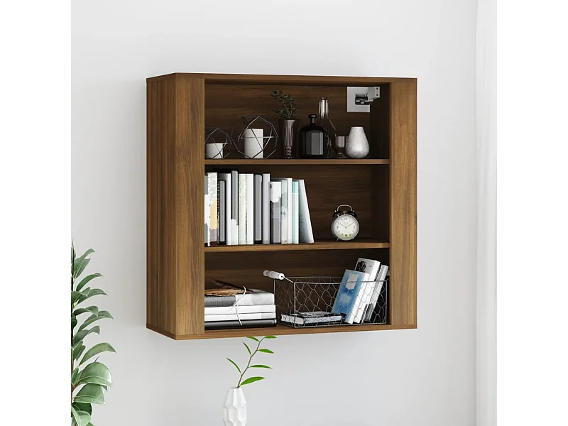 Armario de pared madera contrachapada marrón roble 80x33x80 cm ES508351