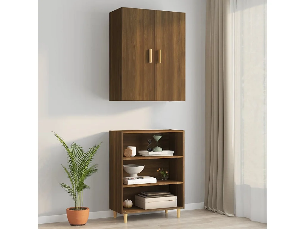 Armário de parede suspenso 69,5x34x90 cm carvalho castanho PT370135