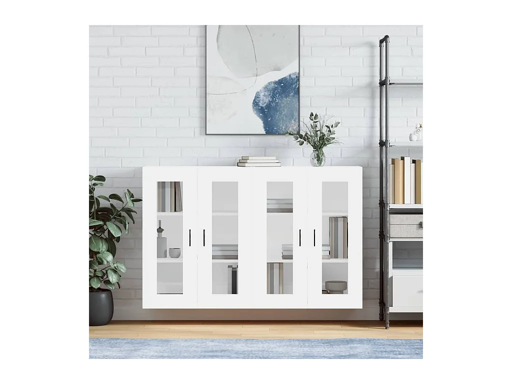 lot de 2 Armoires murales blanc bois d'ingénierie QWE41210
