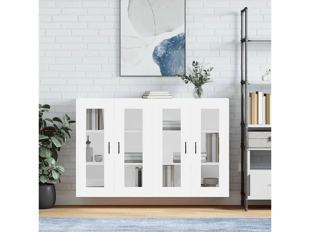 Móveis de parede 2 pcs derivados de madeira branco PT706093