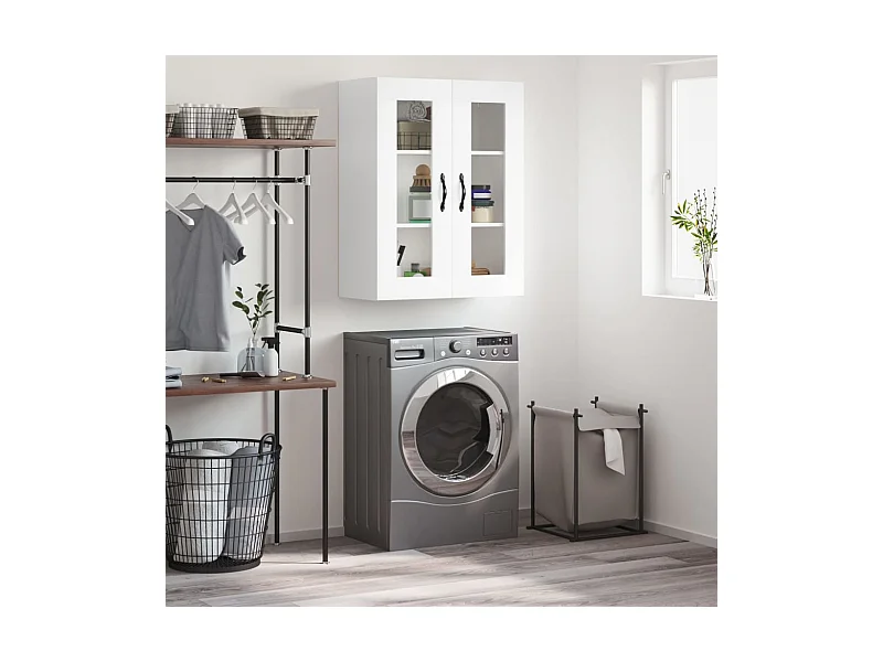 Armario de pared madera de ingeniería blanco 69,5x34x90 cm ES285867