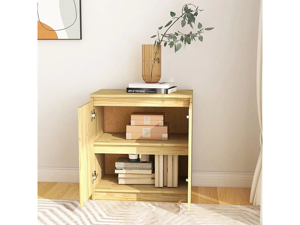 Armario auxiliar de madera maciza de pino 60x36x65 cm ES425101