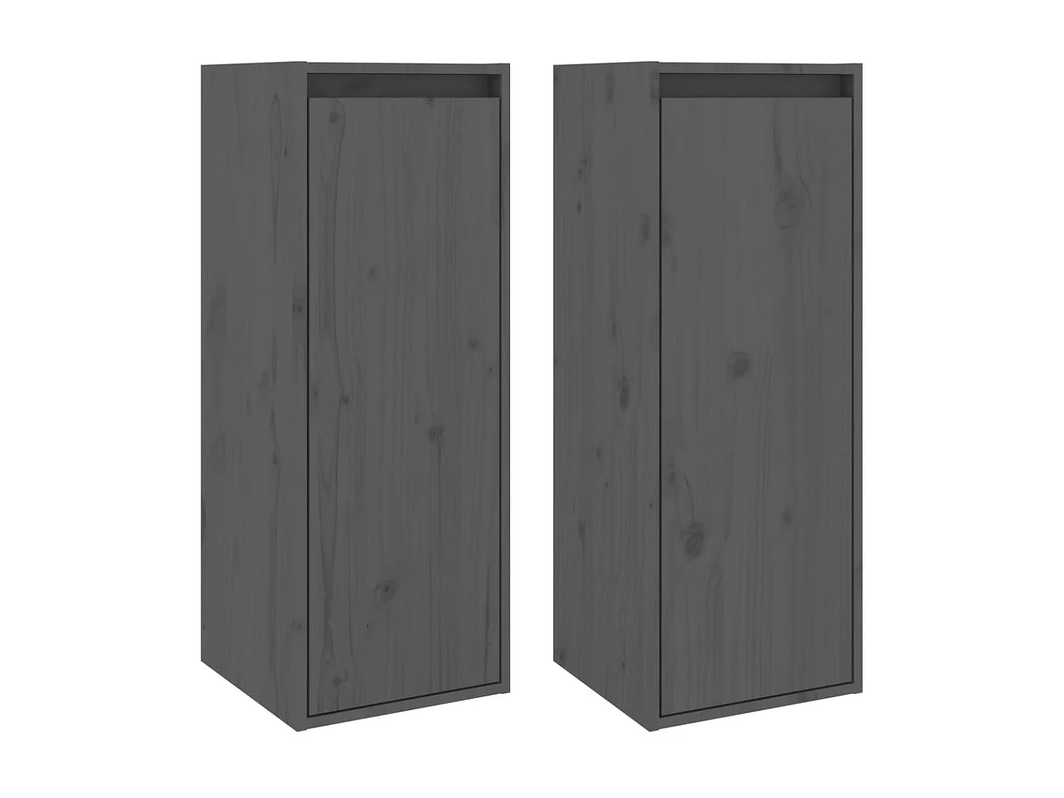 2 pcs Armoires murales Gris 30x30x80 cm Bois de pin massif OIU34790