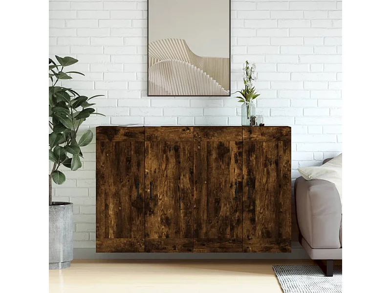 Armarios de pared 2 uds madera de ingeniería roble ahumado ES250254