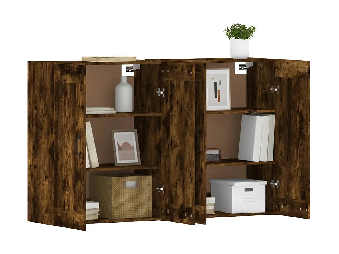 Armarios de pared 2 uds madera de ingeniería roble ahumado ES250254