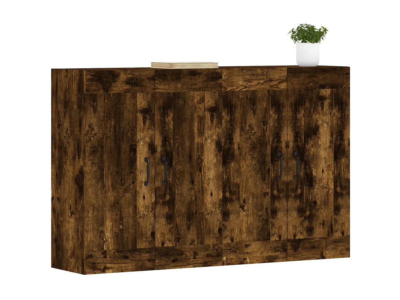 2 pcs Armoires murales chêne fumé bois d'ingénierie OIU20361