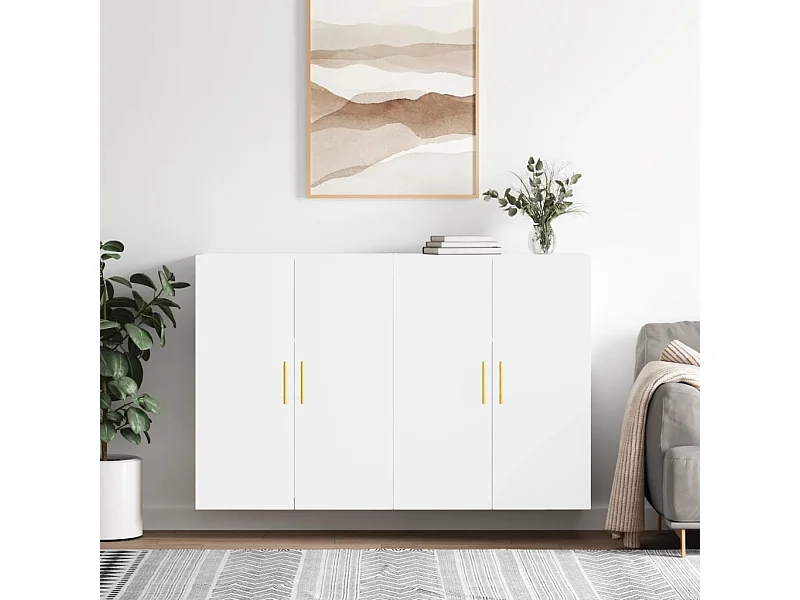 2 pcs Armoires murales blanc 69,5x34x90 cm OIU12810