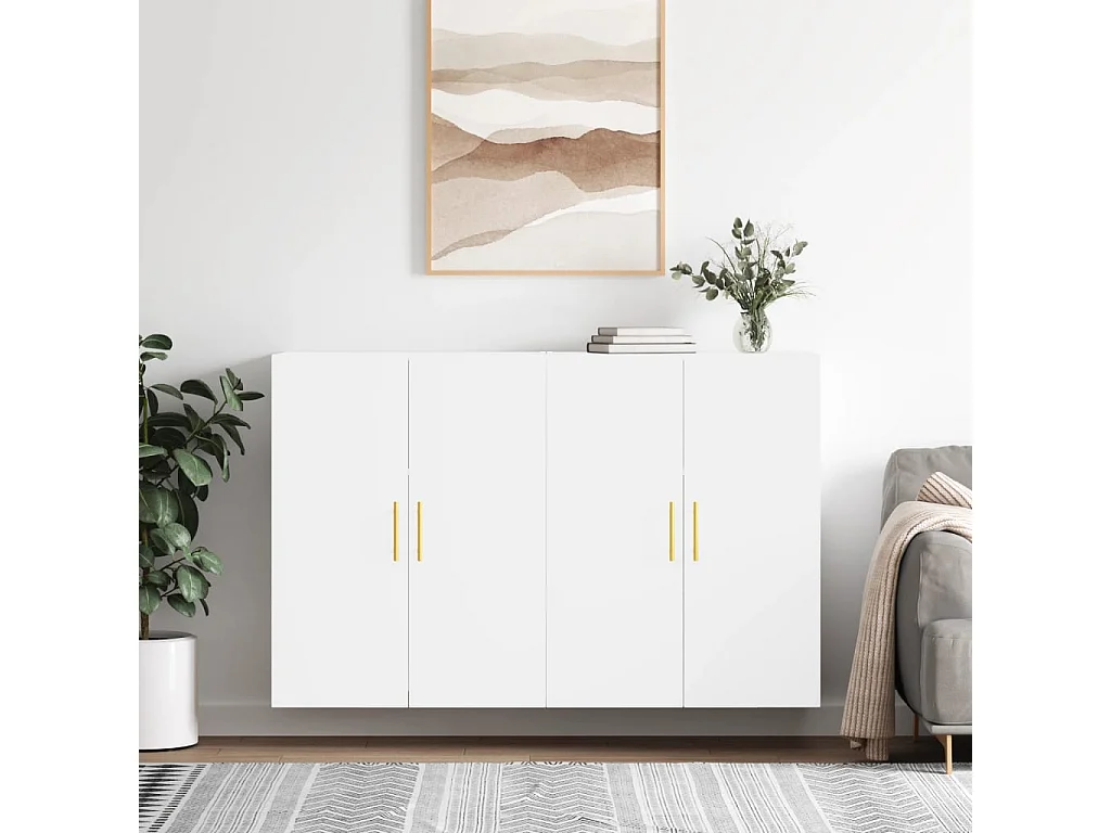 2 pcs Armoires murales blanc 69,5x34x90 cm OIU12810