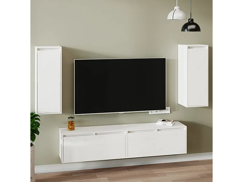 Mesas de cabeceira 2 pcs 30x30x80 cm pinho maciço branco PT138303