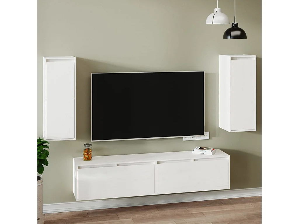 Mesas de cabeceira 2 pcs 30x30x80 cm pinho maciço branco PT138303