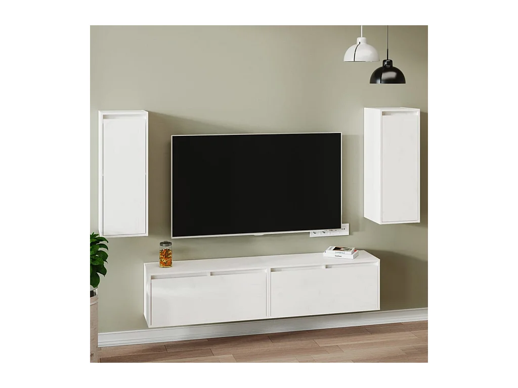 2 pcs Armoires murales Blanc 30x30x80 cm Bois de pin massif OIU52605