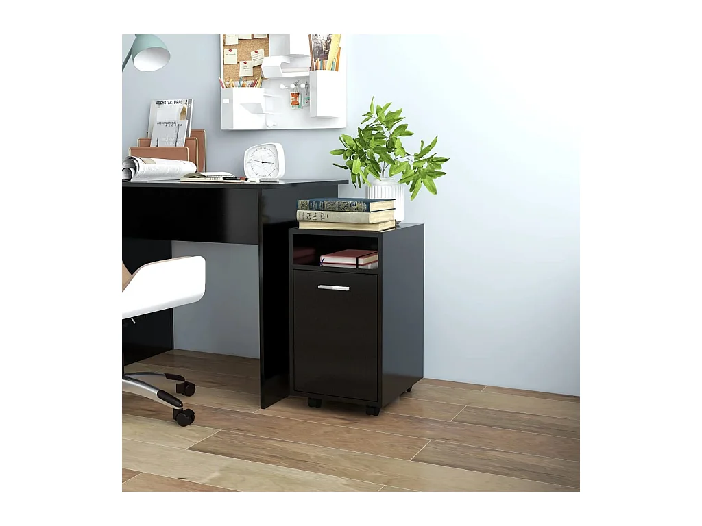 Armoire latérale avec roues Noir 33x38x60 cm Aggloméré SBC7317