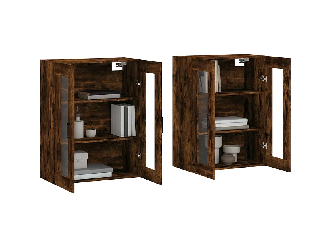 Armarios de pared 2 uds madera de ingeniería roble ahumado ES969691