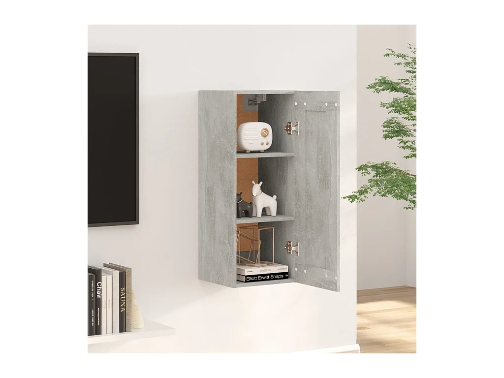 Armario de pared madera de ingeniería gris hormigón 35x34x90 cm ES705451