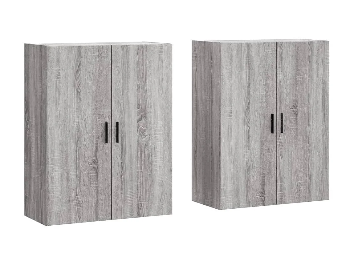 lot de 2 Armoires murales sonoma gris 69,5x34x90 cm QWE30590