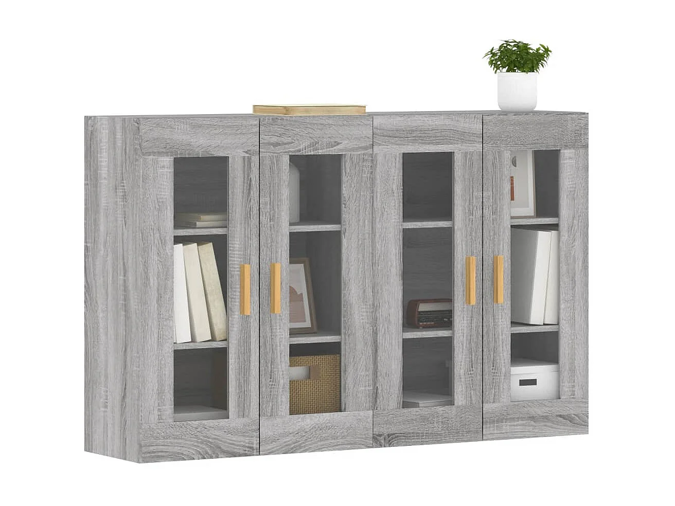 2 pcs Armoires murales sogris bois d'ingénierie OIU20111