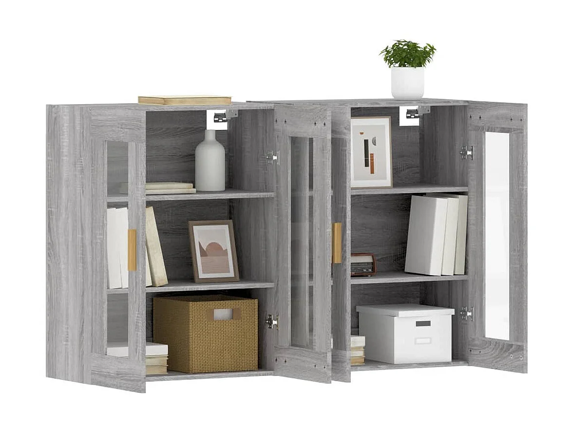 2 pcs Armoires murales sogris bois d'ingénierie OIU20111