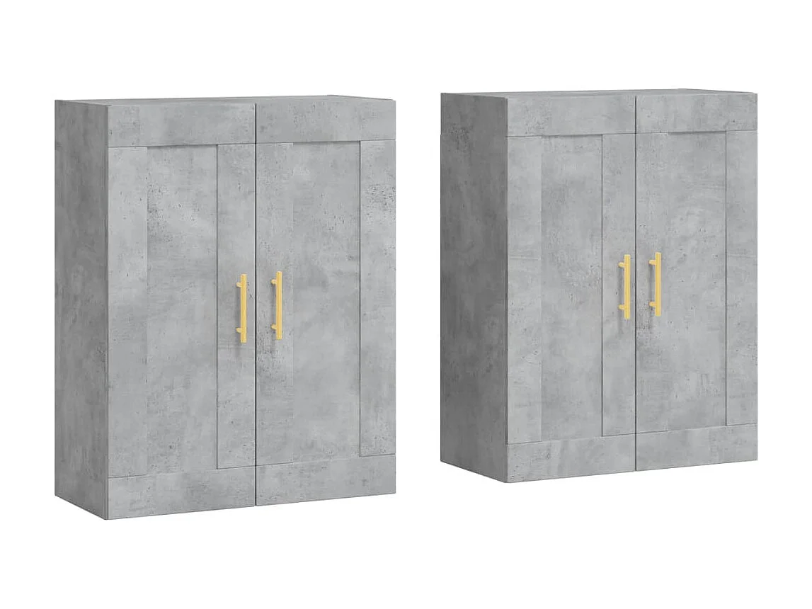 lot de 2 Armoires murales gris béton bois d'ingénierie QWE62065