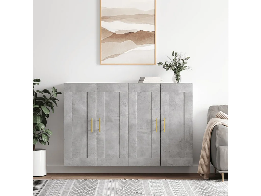 Armarios de pared 2 uds madera de ingeniería gris hormigón ES856538