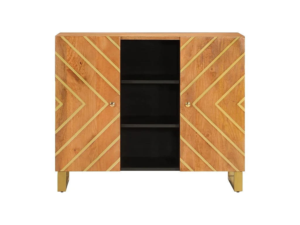 Armoire latérale marron et noir 90x33,5x75 cm bois de manguier QWE88339