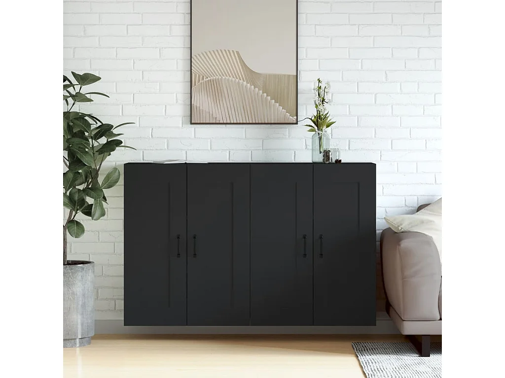 Armarios de pared 2 uds madera de ingeniería negro ES323609