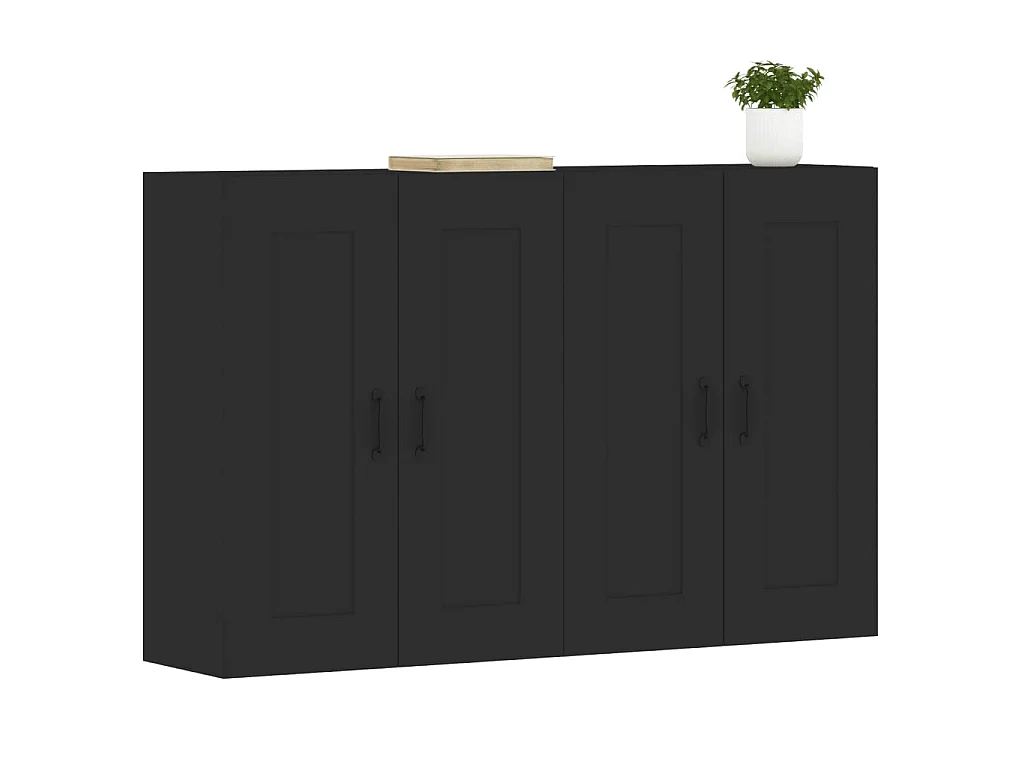 Armarios de pared 2 uds madera de ingeniería negro ES323609