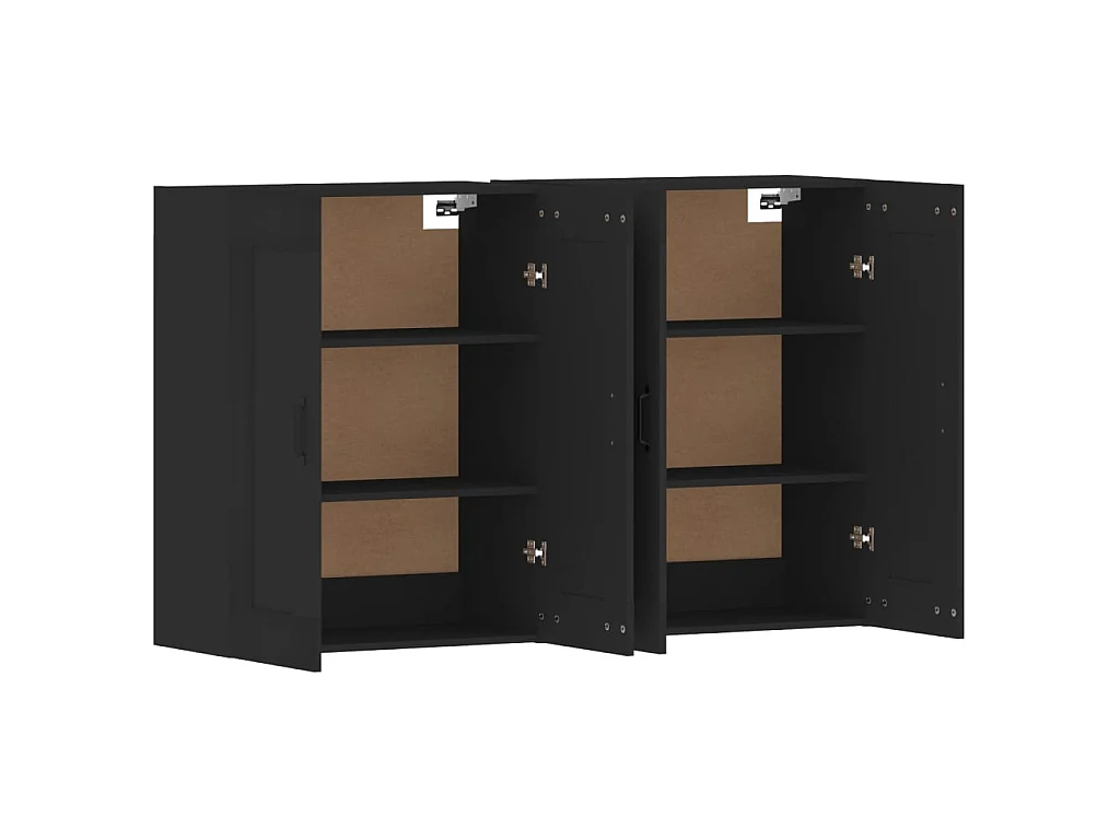 Armarios de pared 2 uds madera de ingeniería negro ES323609