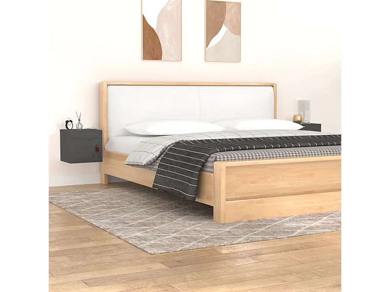 Armários de parede 2 pcs 31,5x30x30 cm pinho maciço cinza PT476002