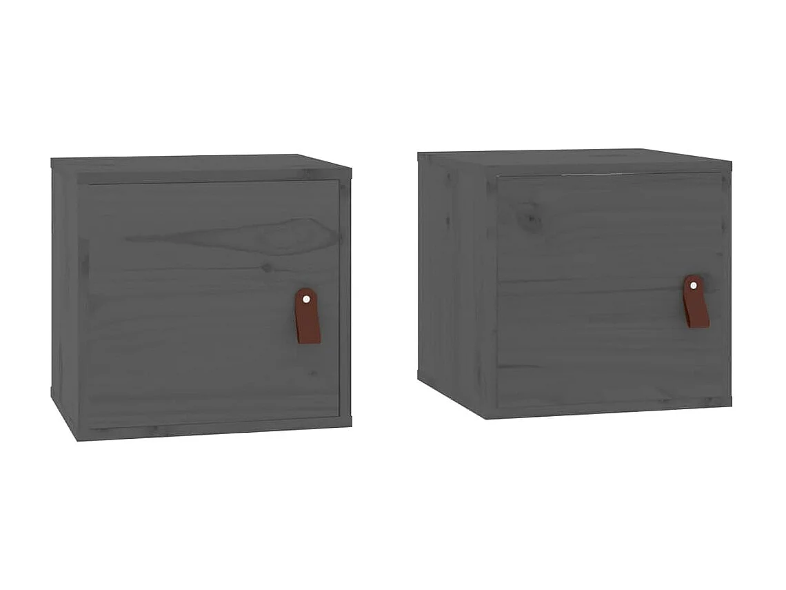 Armarios de pared 2 uds madera maciza pino gris 31,5x30x30 cm ES455697