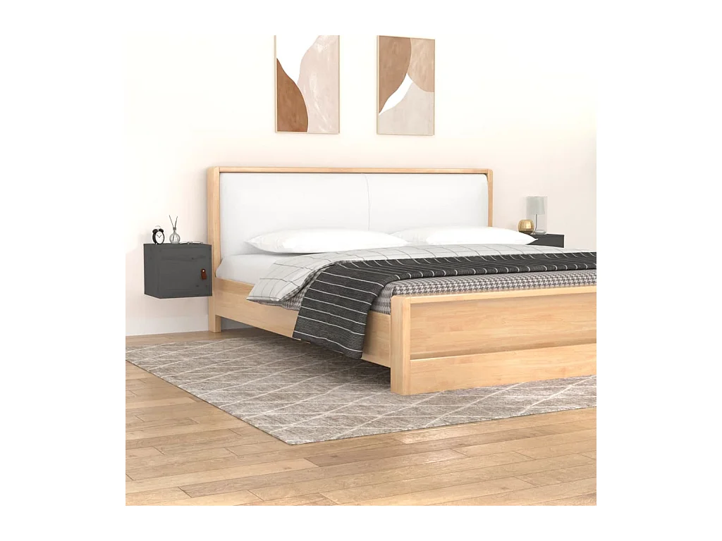 2 pcs Armoires murales Gris 31,5x30x30 cm Bois de pin massif OIU60264
