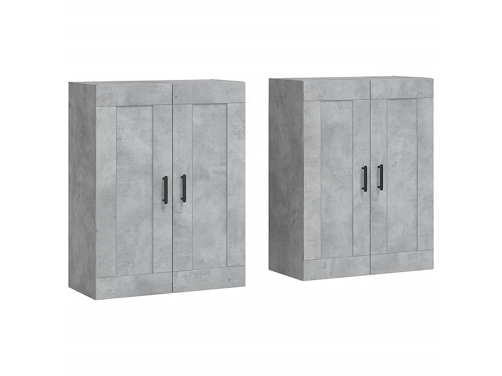 lot de 2 Armoires murales gris béton bois d'ingénierie QWE80975