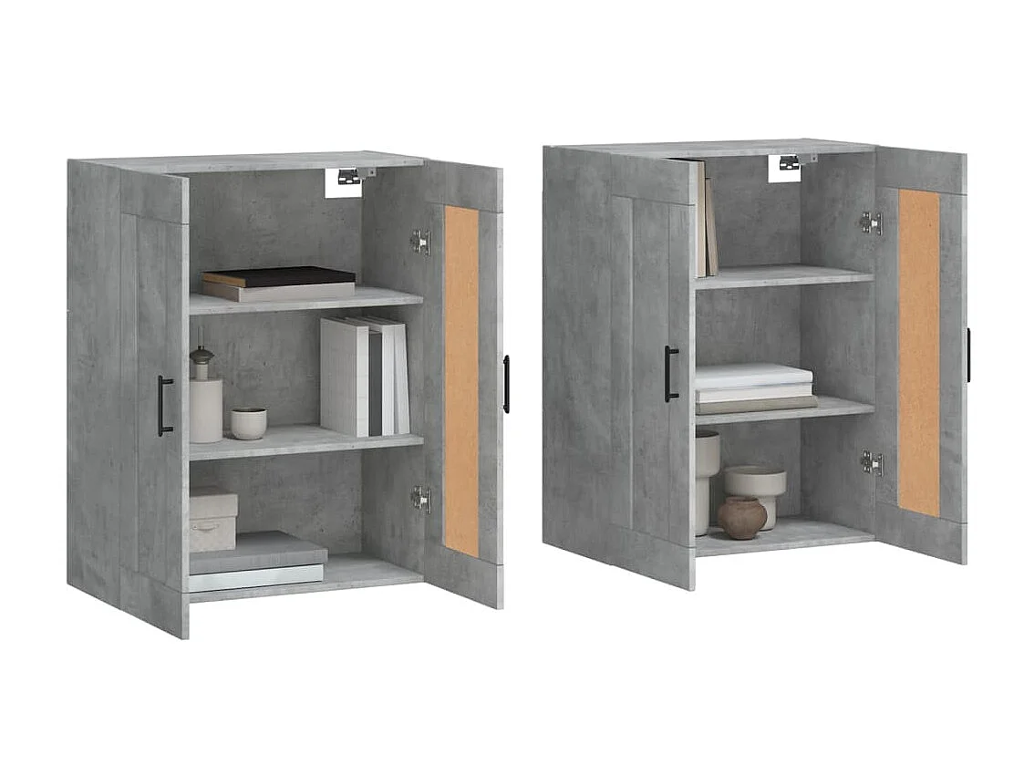 lot de 2 Armoires murales gris béton bois d'ingénierie QWE80975