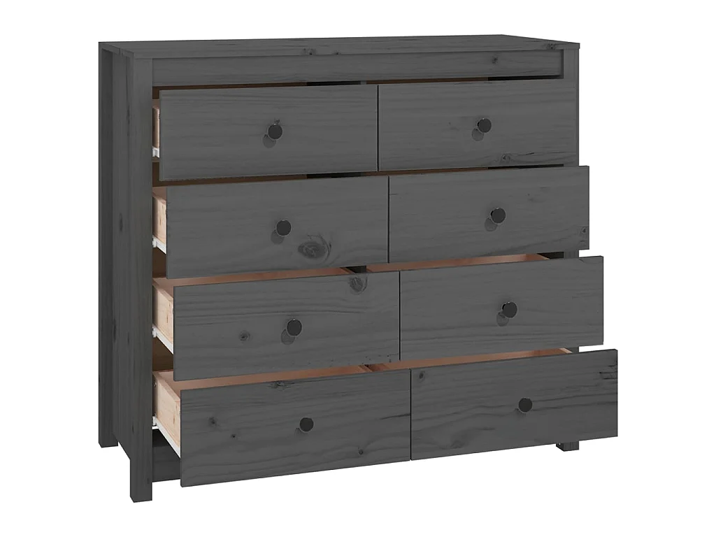 Armario auxiliar de madera maciza de pino gris 100x40x90 cm ES287553