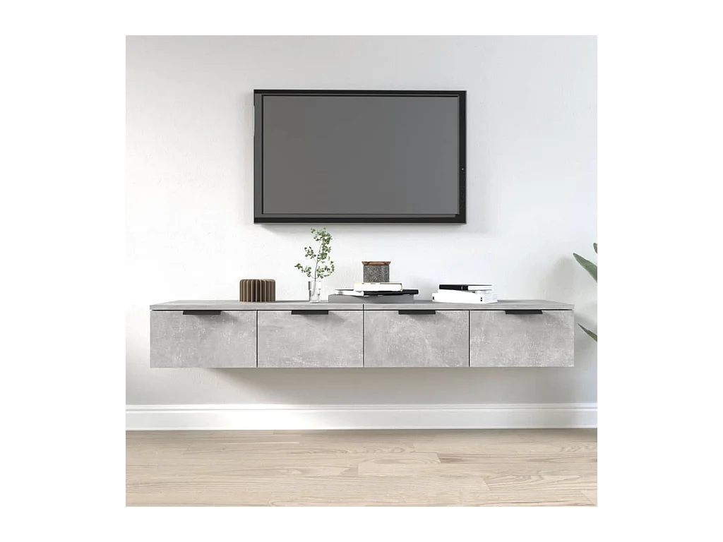 2 pcs Armoires murales Gris béton 68x30x20 cm Bois d'ingénierie OIU95494